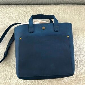 Portland Leather Tote with crossbody strap